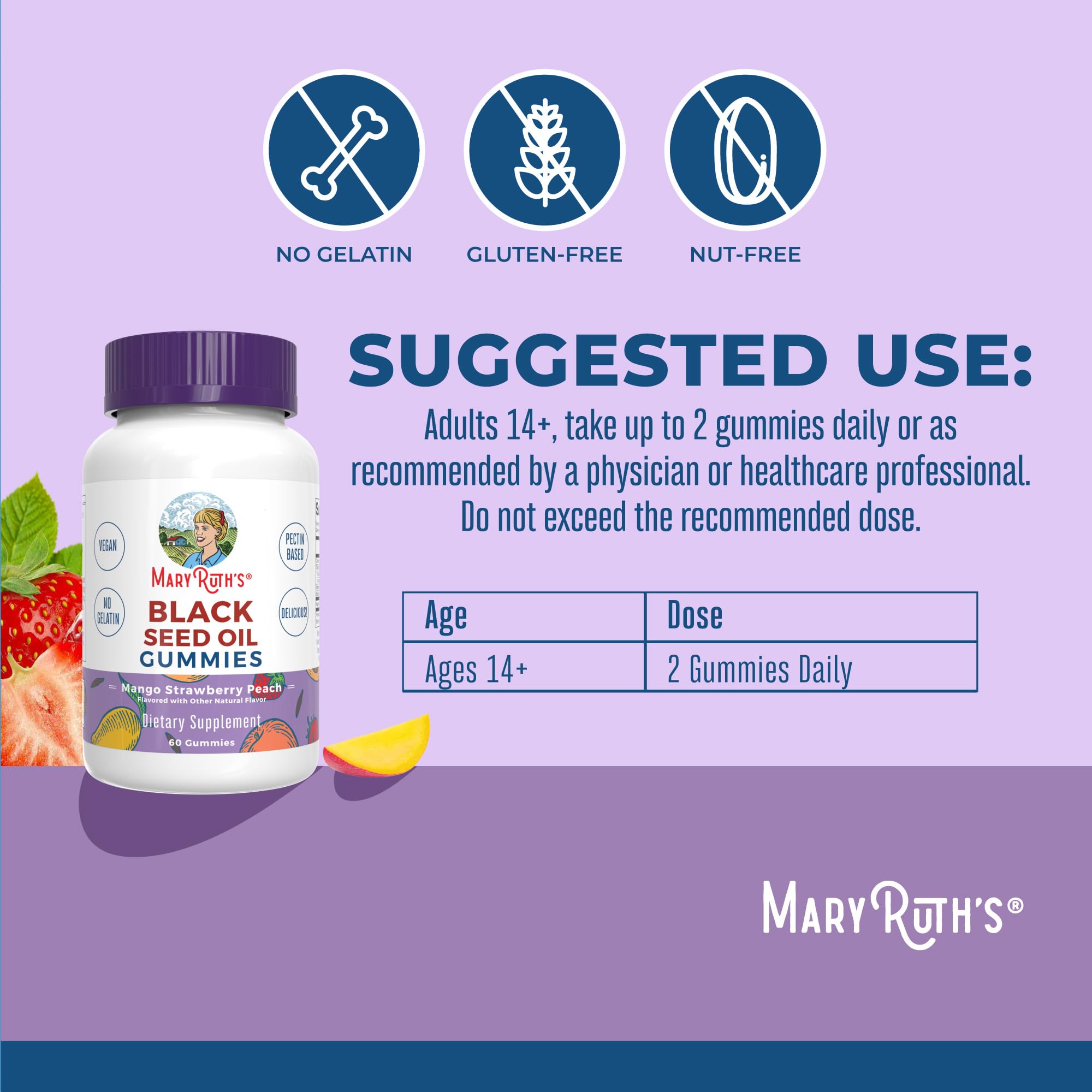 MARYRUTH'S Organics Black Seed Oil Gummies, Black Cumin Seed Oil Supplement