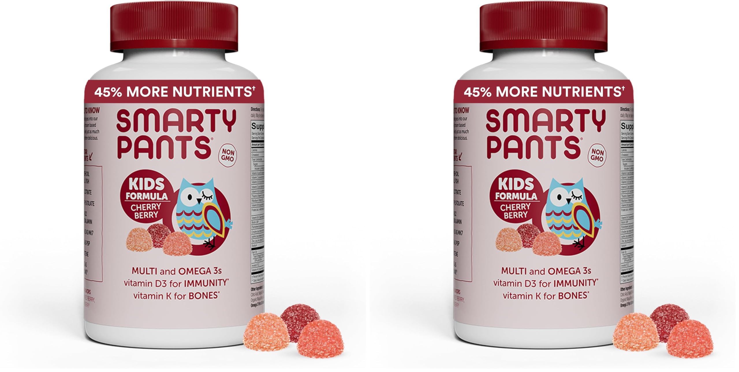 SmartyPants Kids Multivitamin Gummies: Omega 3 Fish Oil (EPA/DHA), Vitamin D3, C, Vitamin B12, B6, A, K & Zinc for Immune Support, Biotin, Grape, Cherry & Berry Flavors, 120 Count (30 Day Supply)