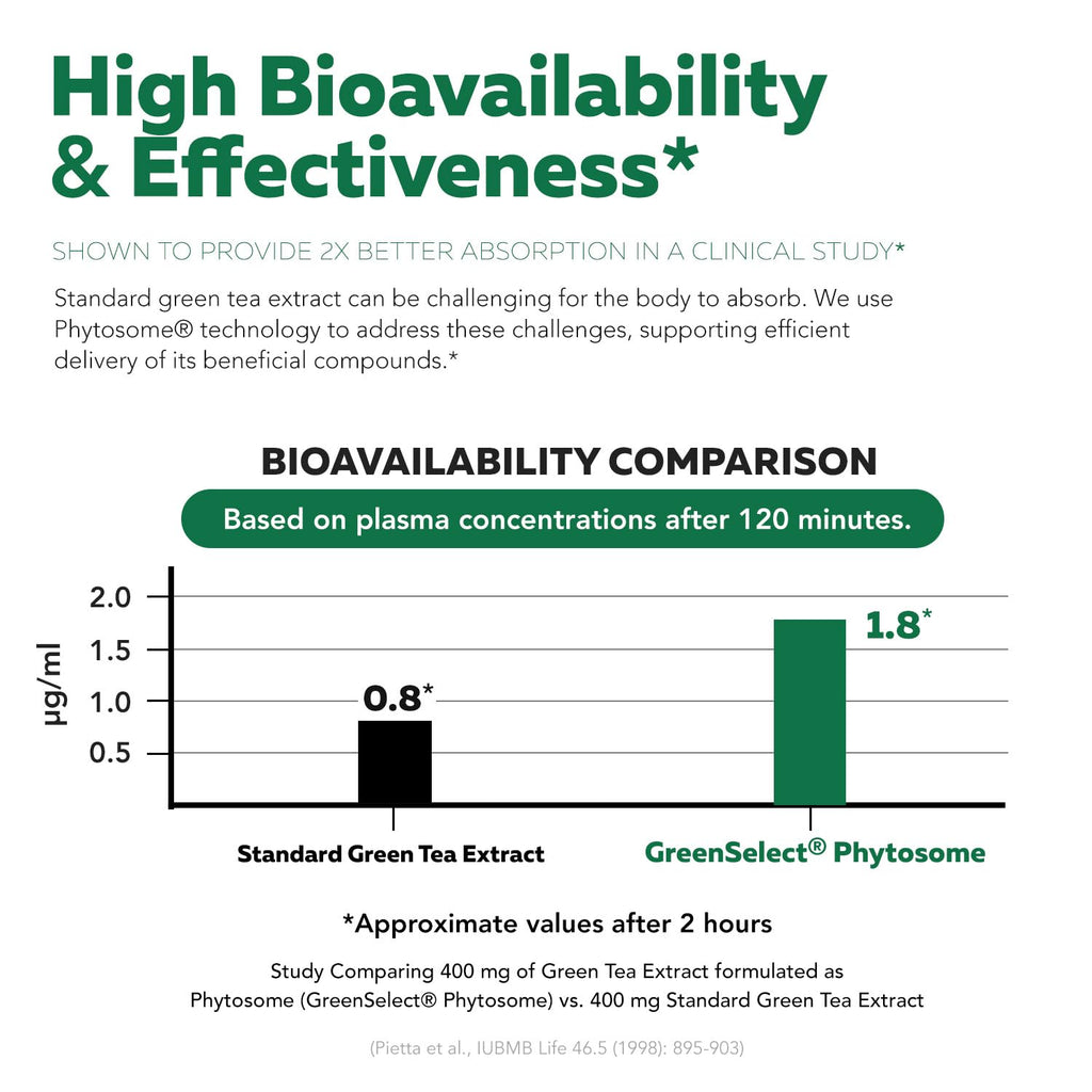 SoActive Green Tea™ Extract - Clinically Studied Green Tea Phytosome - Up to 200% Better Absorption & Bioavailability - Clinically Validated Dose - Supports Metabolism & Weight Management - 60 Caps