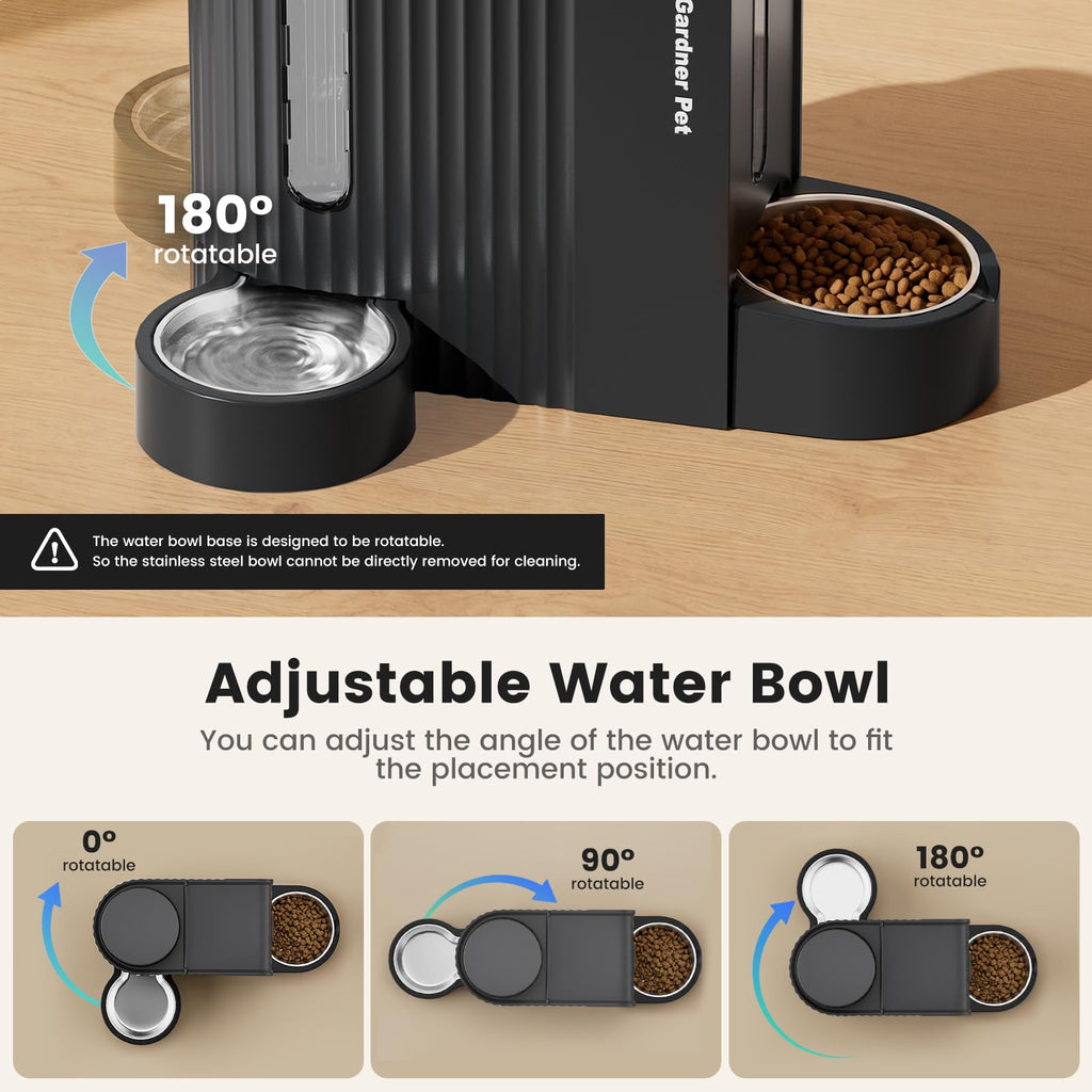 Gardner Pet Automatic Gravity Cat Food Feeder and Water Dispenser Stainless Steel Two-in-One Set Large Capacity Dispenser for Pets Dogs, Puppies, Kittens-(0.8 Gallons x 2)