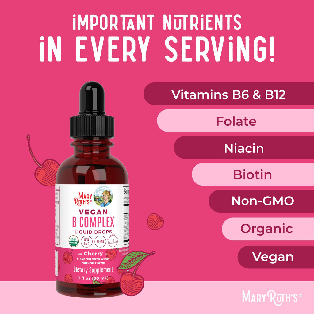 MARYRUTH'S Organic Vitamin B Complex, Biotin, Vitamin B12, Niacin, Folate