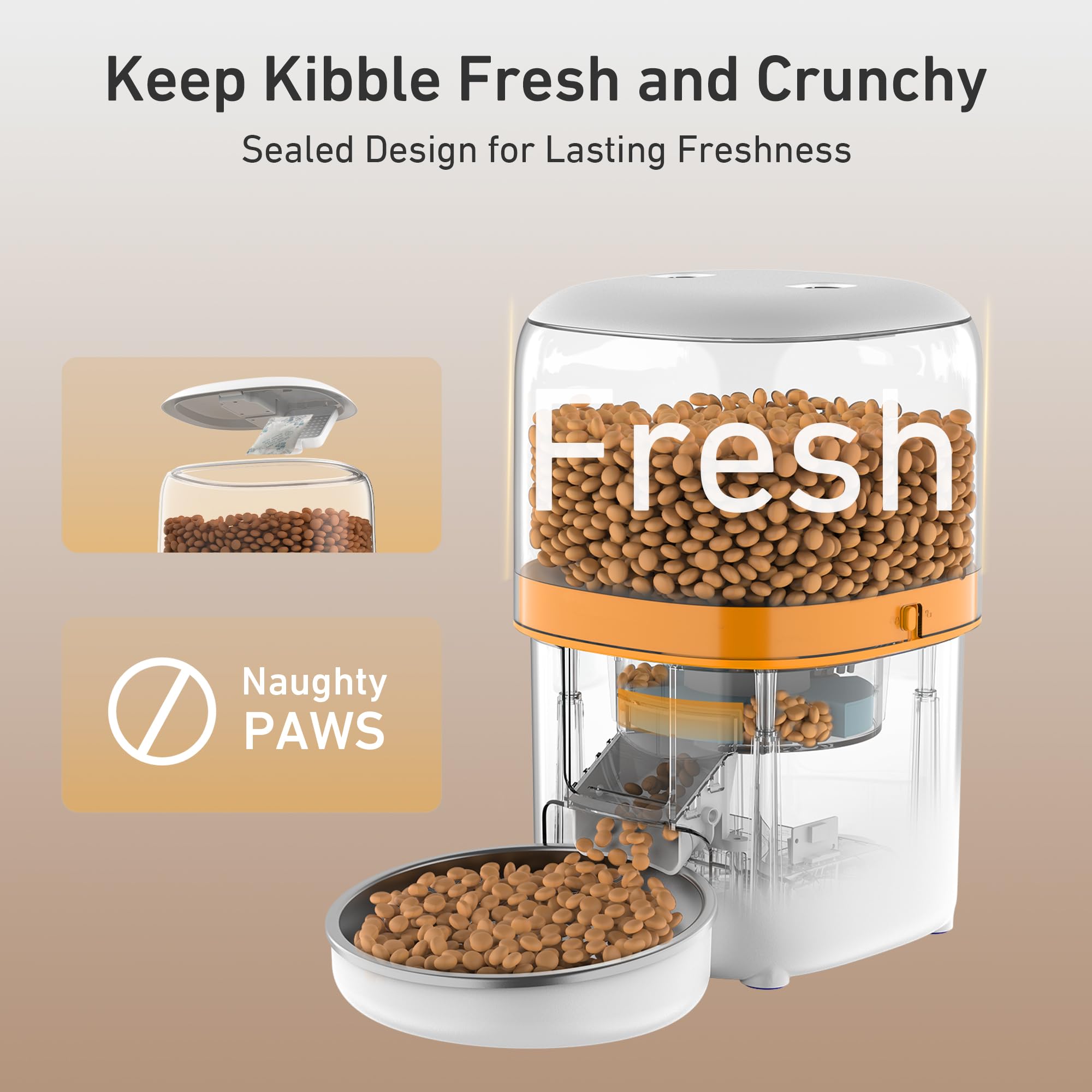 Automatic Cat Feeder, 3L Cat Food Dispenser with Anti-Jam Design, Over 180-day Battery Life, 1-6 Meals Per Day with Stainless Steel Cat Bowl, Keep Dry Food Fresh, Timed Pet Feeder Also for Small Dog