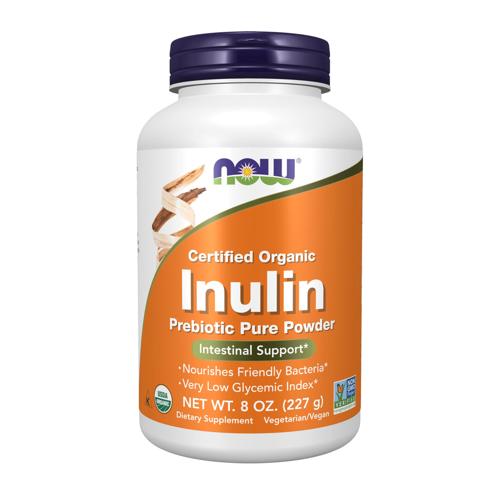 NOW Supplements, Inulin Prebiotic Pure Powder, Certified Organic, 8 oz