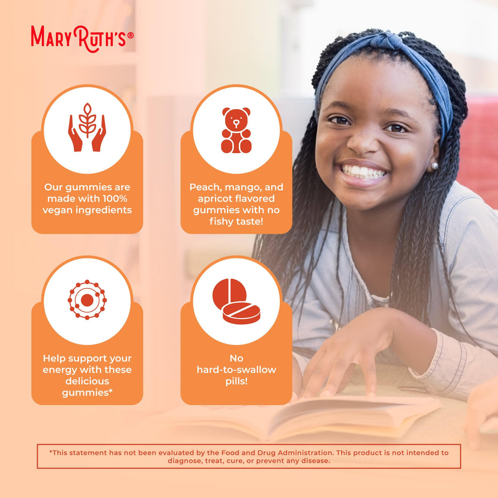 MaryRuth's Vegan Omega 3 6 7 9 Gummies, No Fish Taste, Up to 4 Month Supply