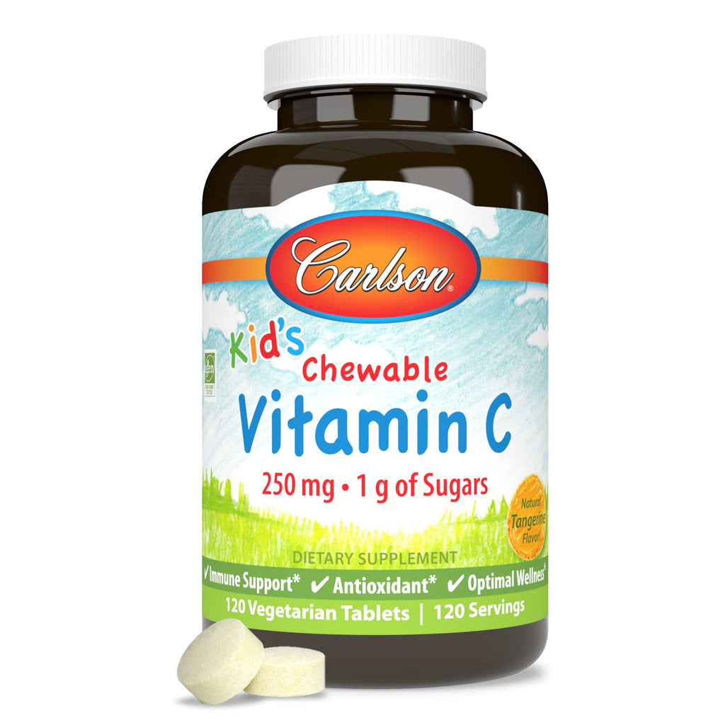 Carlson Kid's Chewable Vitamin C, 250 mg, 120 Vegetarian Chewable Tablets