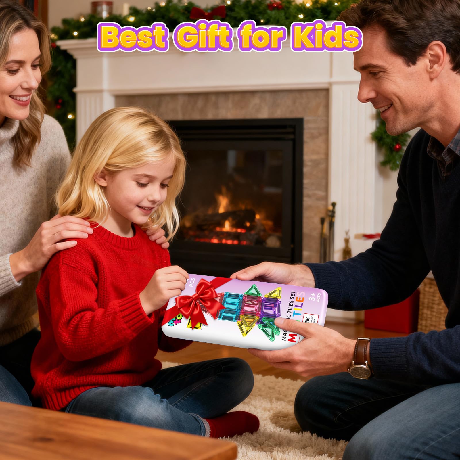 40PCS Magnetic Tiles Mini Travel Essentials Toddler Toys with Case Set, Preschool Montessori Education Magnetic Building Blocks Games Sensory Toys for 3 4 5 Year Old Boys Girls Birthday Gifts