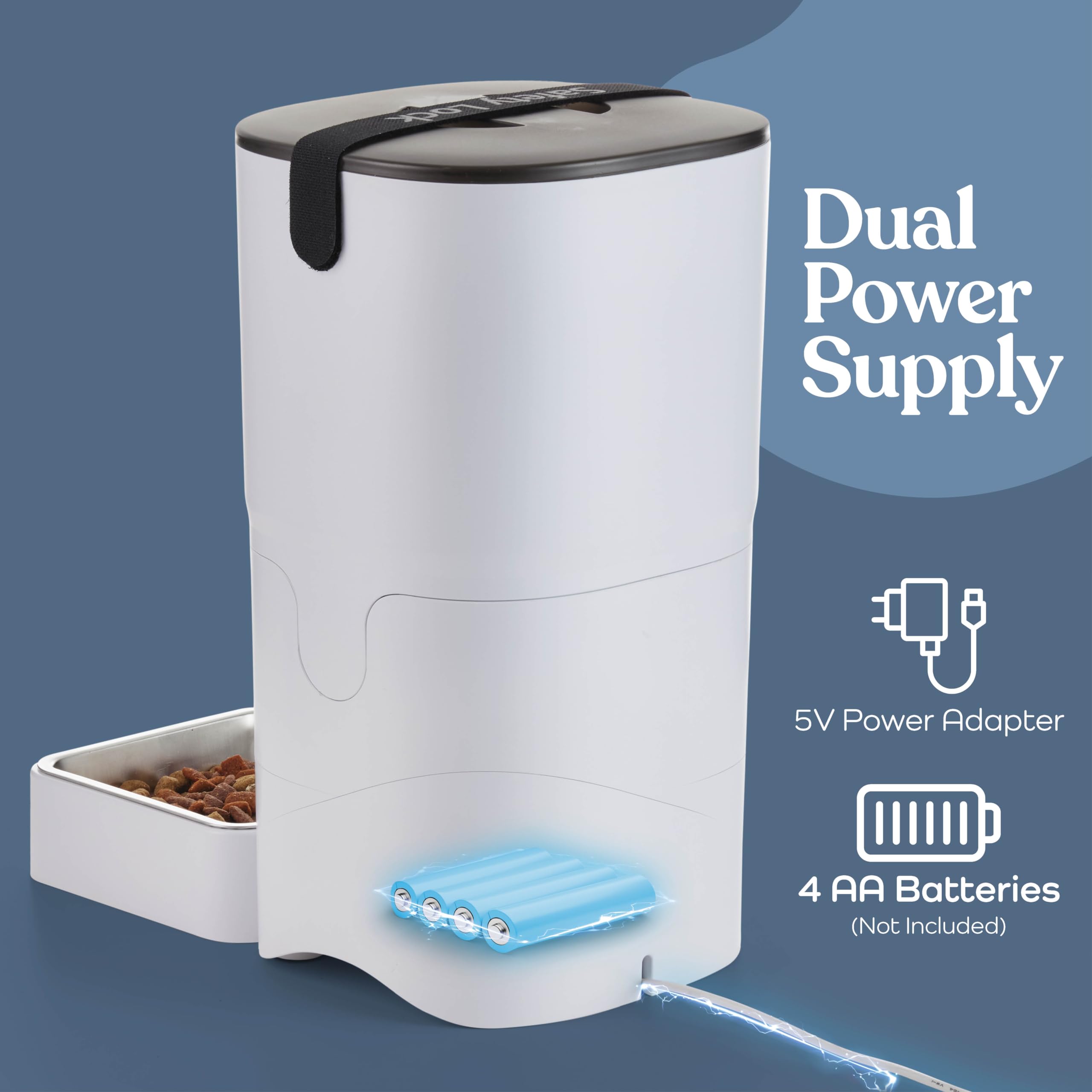 Smart Automatic Cat Feeder - 6-L Reliable Automatic Cat Food Dispenser with Display LCD Screen for Easy Set Up - (White)