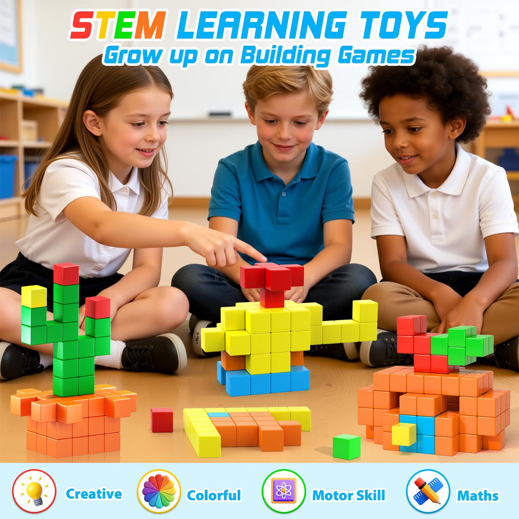 48PCS Large Magnetic Blocks, Magnet Building Cubes for Toddler 3+ Boy Girls