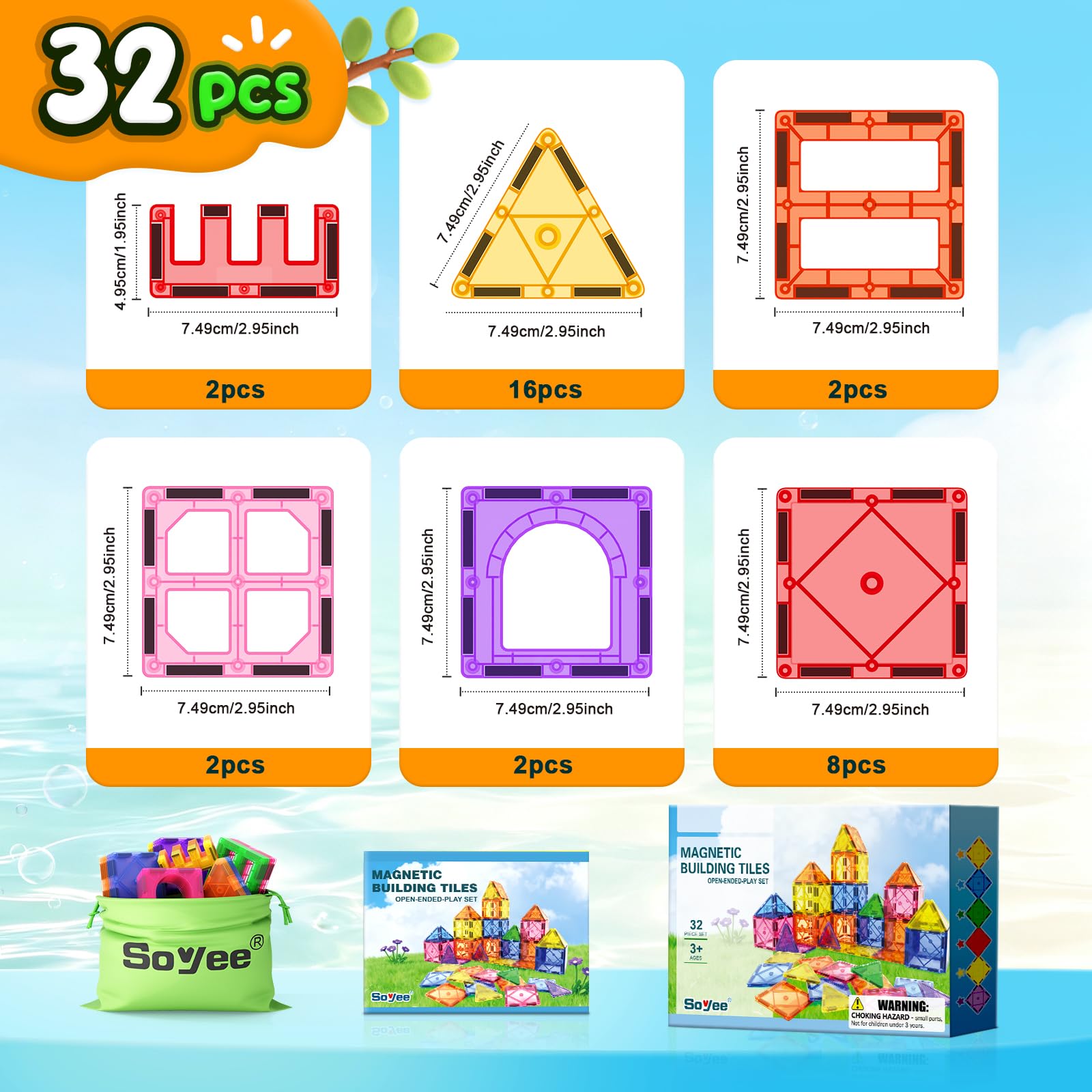 Magnetic Tiles Toddler Toys Magnetic Building Blocks for Kids Ages 3-12 STEM Educational Toys for Girls & Boys Sensory Toys for Kids with Autism Classroom Must Haves Outdoor Toys