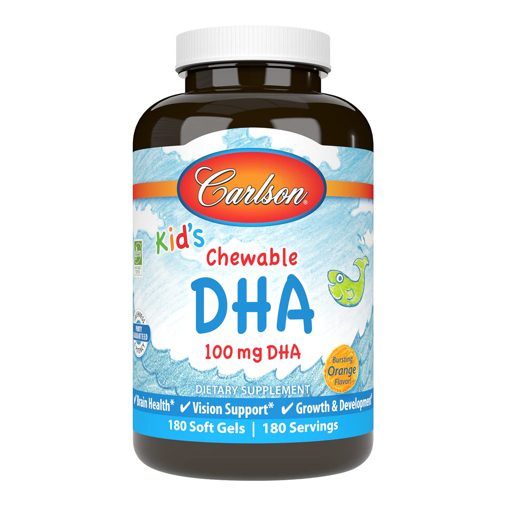 Carlson Kid's Chewable DHA, 100 mg, DHA, from Norway, 180 Chewable Softgels