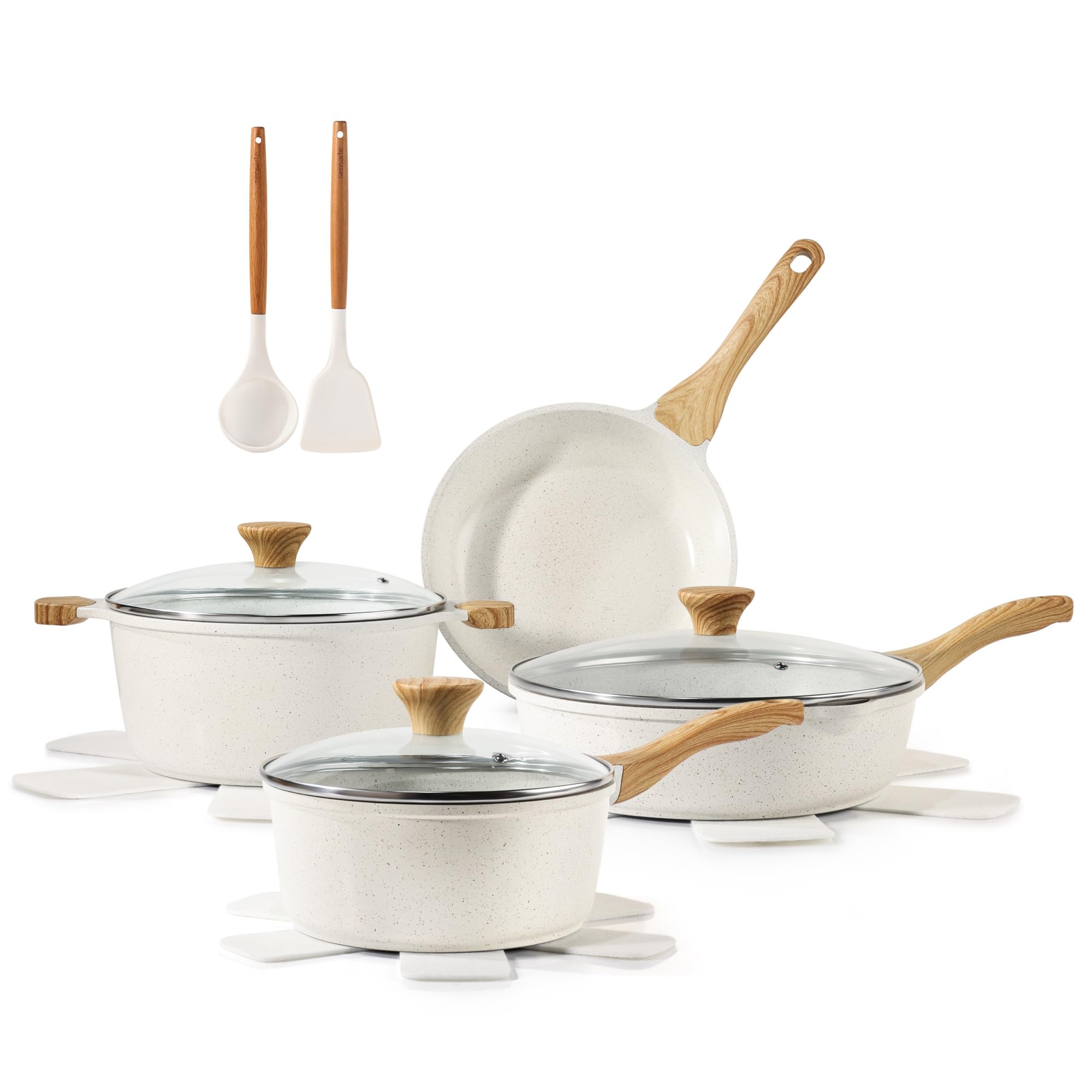 SENSARTE Nonstick Ceramic Cookware Set, 13-pcs Non-toxic Pots and Pans Set