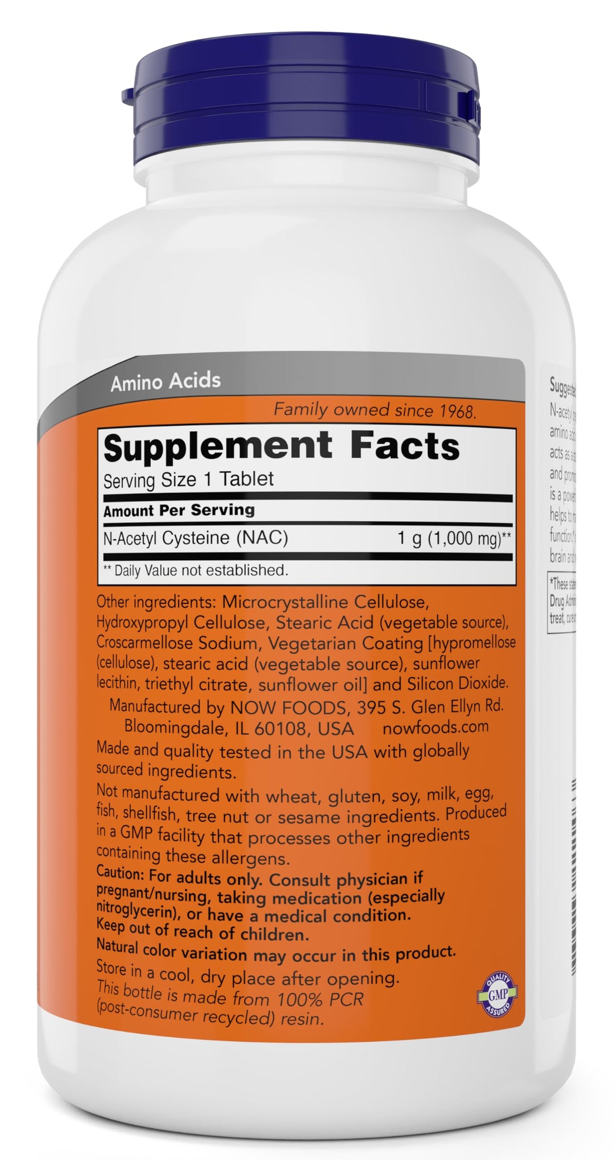 Now NAC, 1000 mg, 250 Tablets, Vegetarian and Vegan, Non-GMO
