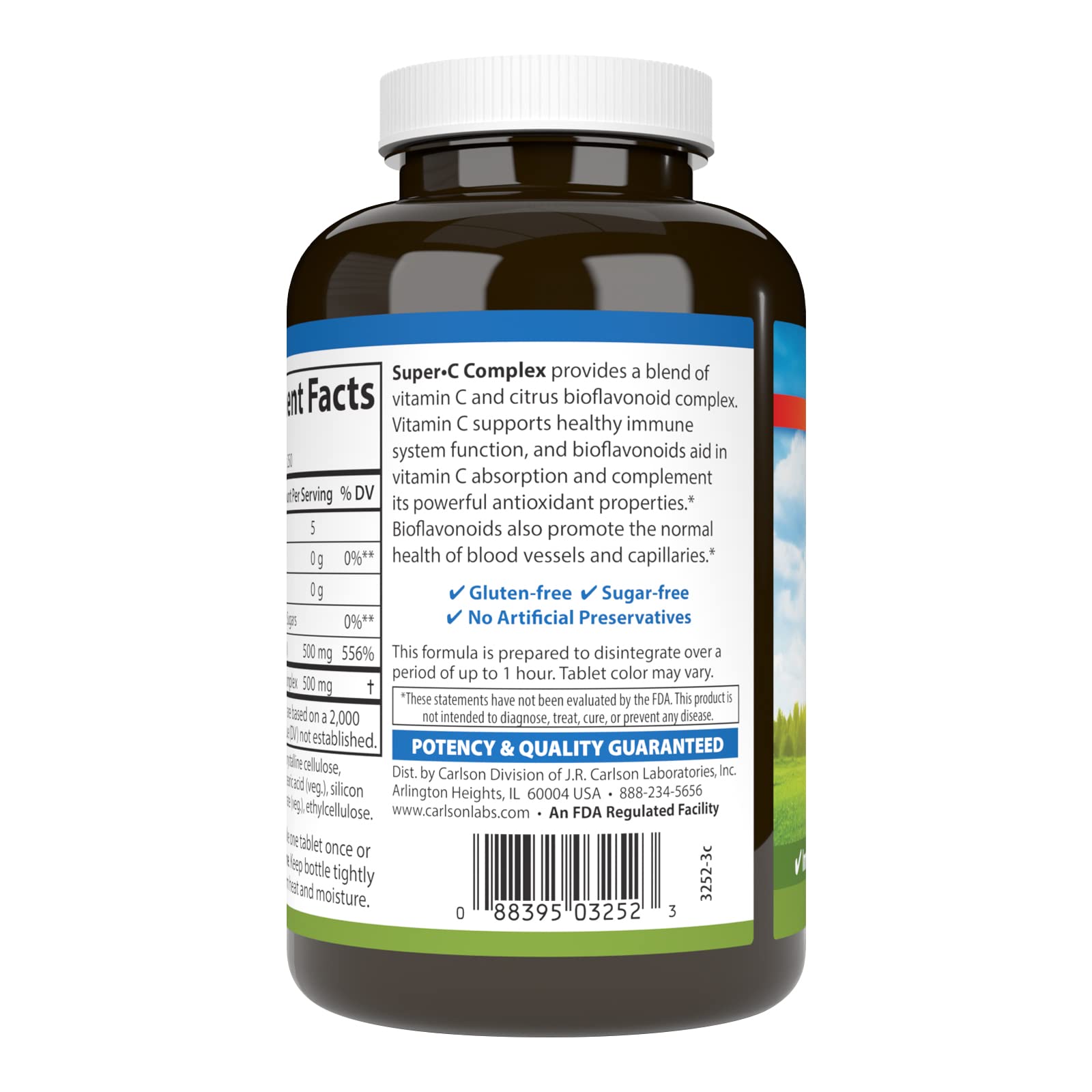 Carlson Super-C Complex, 500 mg, Vitamin C, 250 Vegetarian Tablets