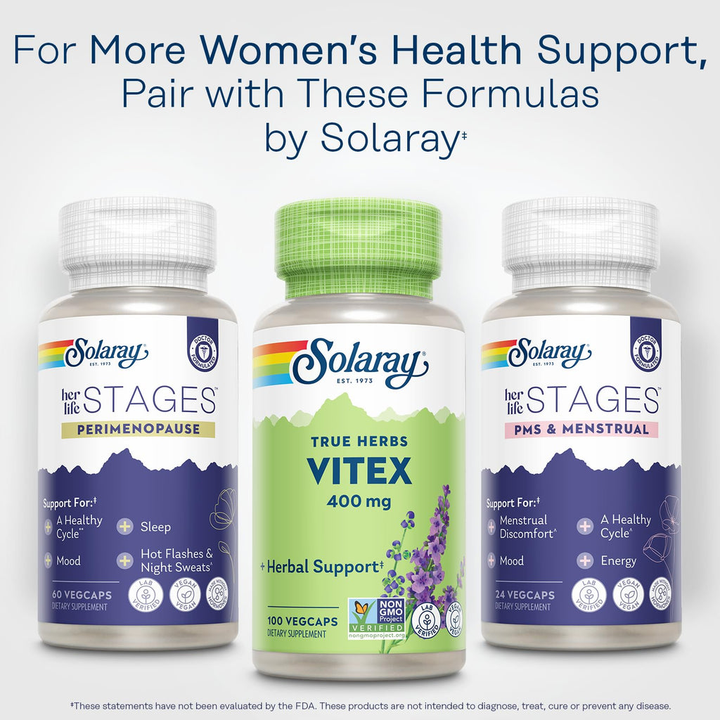 Solaray True Herbs Vitex Berry 400 mg, 100 Vegan Capsules