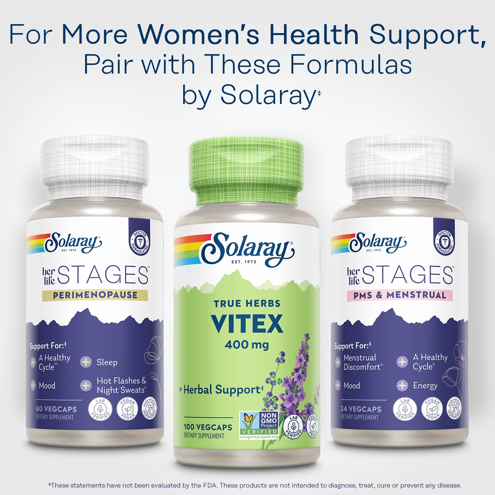 Solaray True Herbs Vitex Berry 400 mg, 100 Vegan Capsules