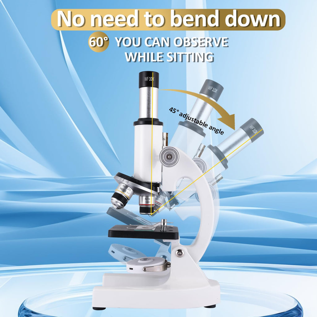 Microscope for Kids & Adults,40X-2000X Microscope with Phone Adapter & Slides Set,Suitable for Students School Lab and Home Education