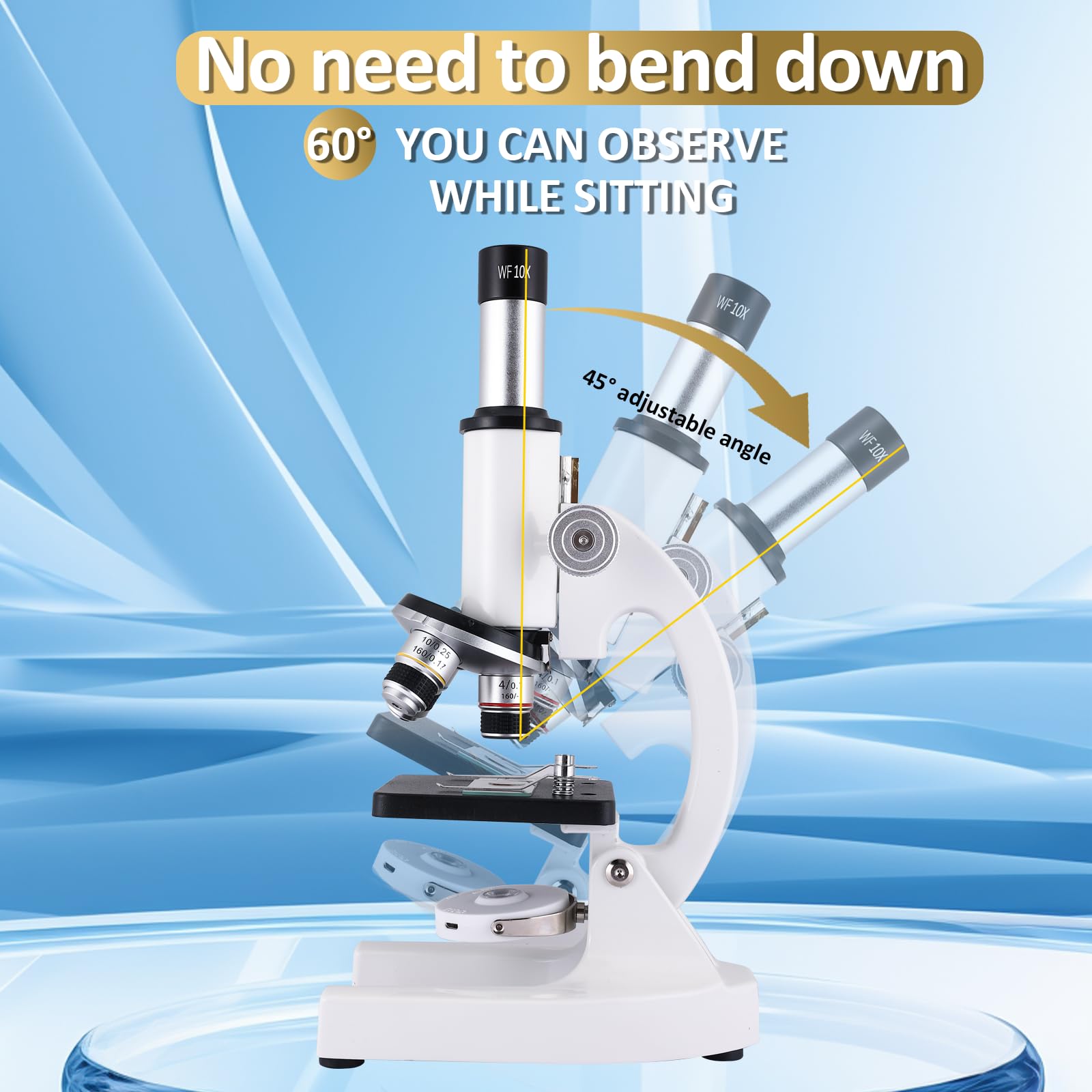 Microscope for Kids & Adults,40X-2000X Microscope with Phone Adapter & Slides Set,Suitable for Students School Lab and Home Education