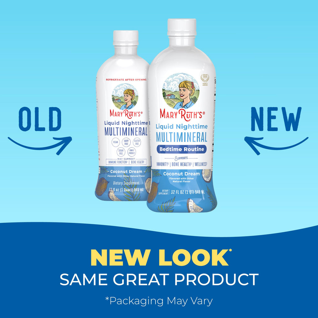 MaryRuth's Liquid Nighttime Multimineral | NO Melatonin | Bedtime Routine | Magnesium Citrate | Calcium | Zinc | Vitamin D3 | Available in 4 Flavors | Vegan | Sugar Free | Gluten Free | 32 Oz