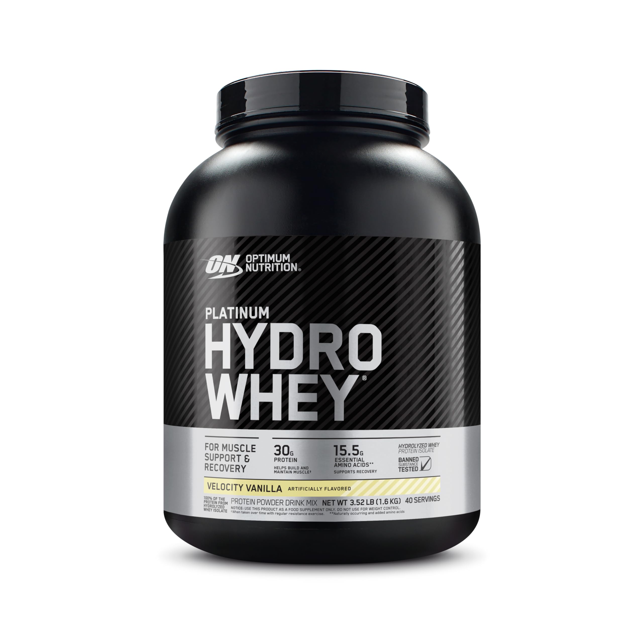 Optimum Nutrition Platinum Hydrowhey Protein Powder, 100% Hydrolyzed Whey Isolate Powder, Flavor: Velocity Vanilla, 3.5 Pounds (Packaging May Vary)