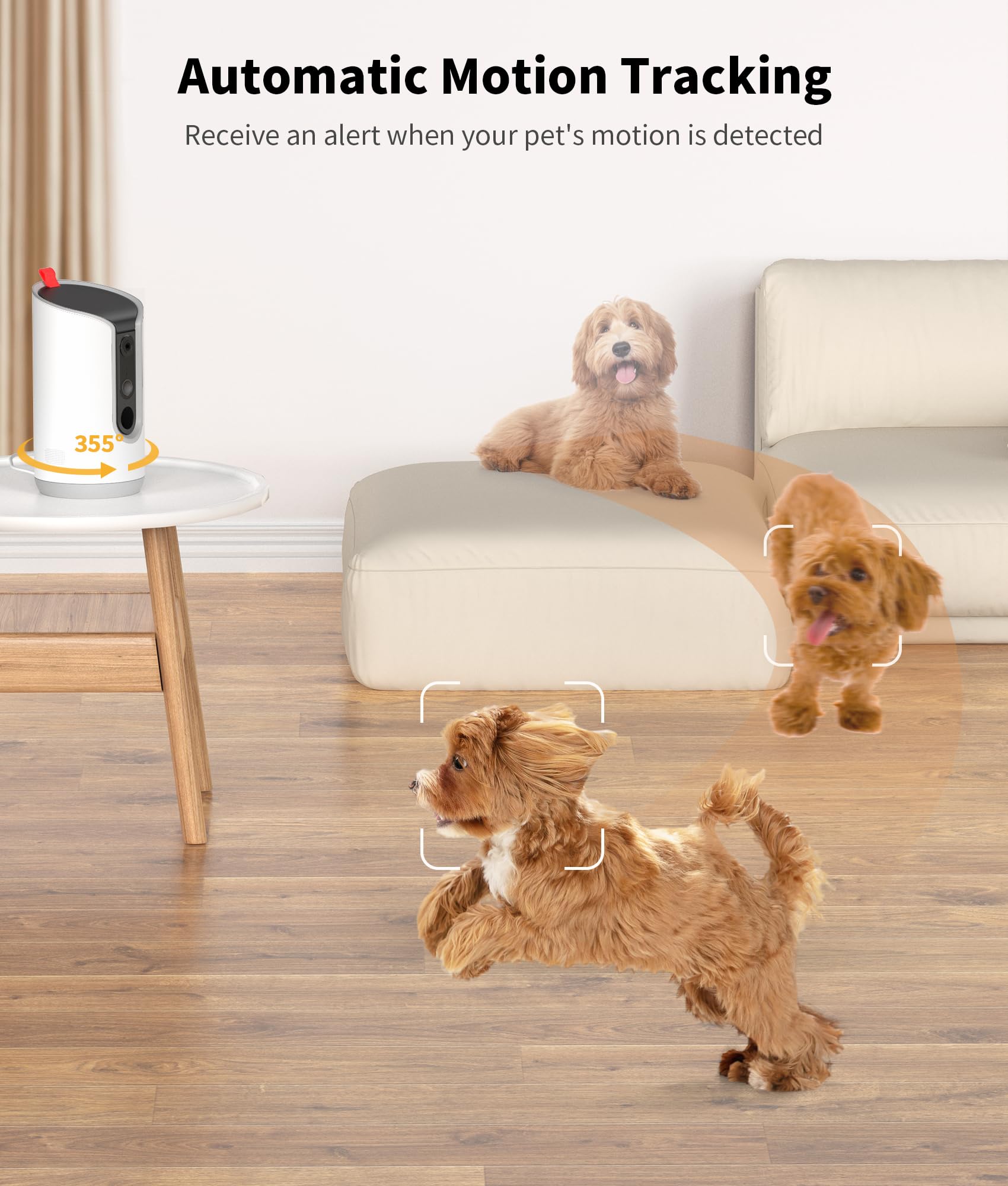 TKENPRO 2K Pet Camera Treat Dispenser, 360°View Dog Camera with Phone App, 5G&2.4G WiFi 2-Way Talk Pet Cam Indoor for Cats Remote Treat Tossing, Motion Alerts, Auto Tracking
