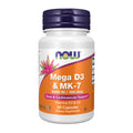 NOW Supplements, Mega D-3 & MK-7 with Vitamins D-3 & K-2, 60 Veg Caps