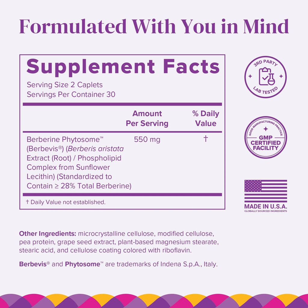 BariMelts Berberine Phytosome 550mg – Clinically Studied Berbevis for 4X Better Absorption vs Regular Berberine – Supports Metabolism & Blood Sugar – 60 Smooth-Coated Caplets