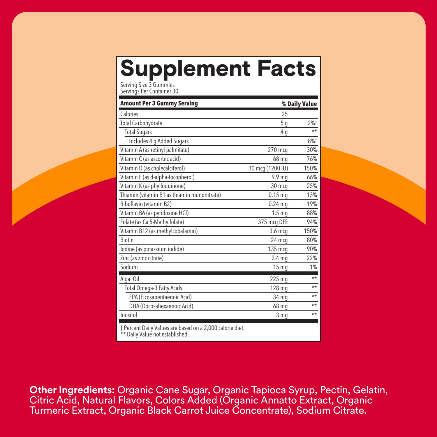 SmartyPants Plus Multi & Omegas Men and Women's Multivitamin Gummies with Omega 3 DHA/EPA, Vitamin D3, C, B12, B6, A, K, Zinc, Biotin, Clean Label, Three Fruit Flavors, 90 Count (30 Day Supply)