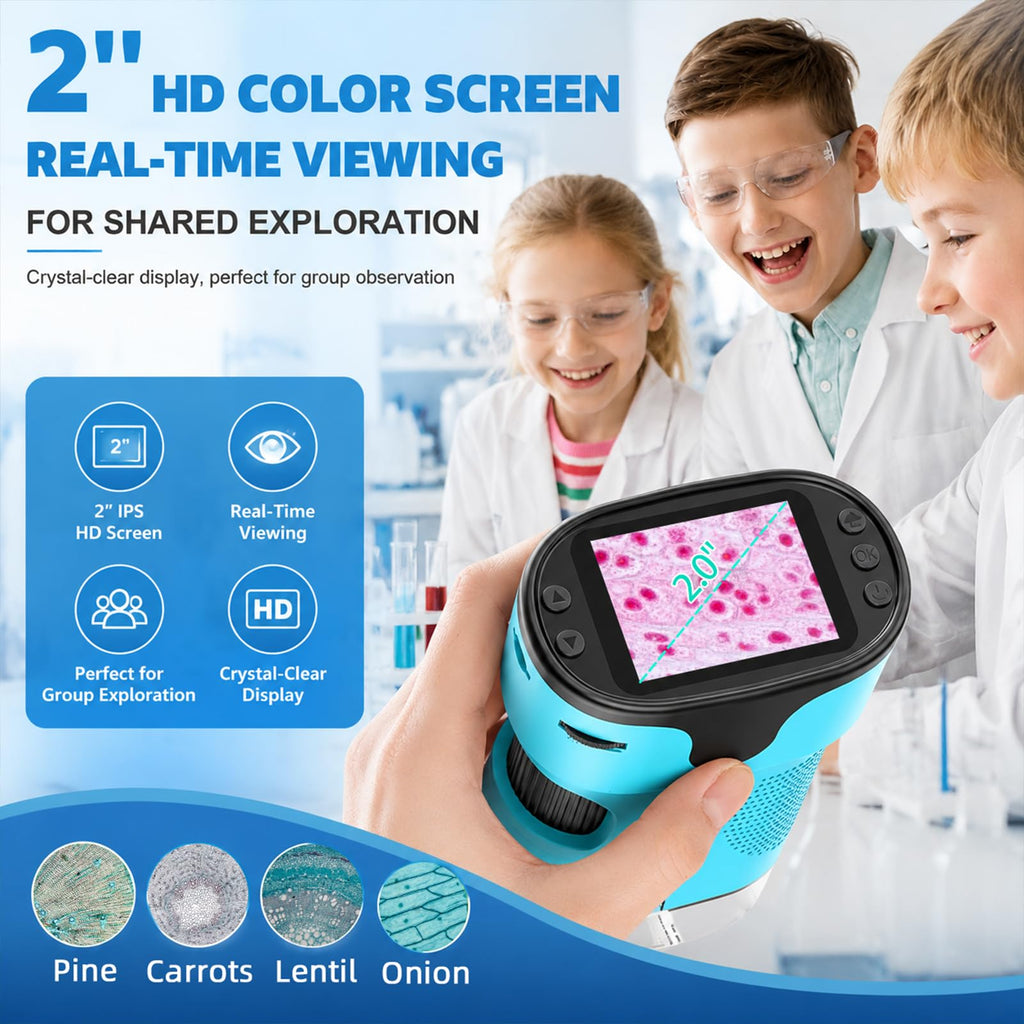 Kids Digital Handheld Microscope with Screen: Science Toy Gifts, Ages 4-12