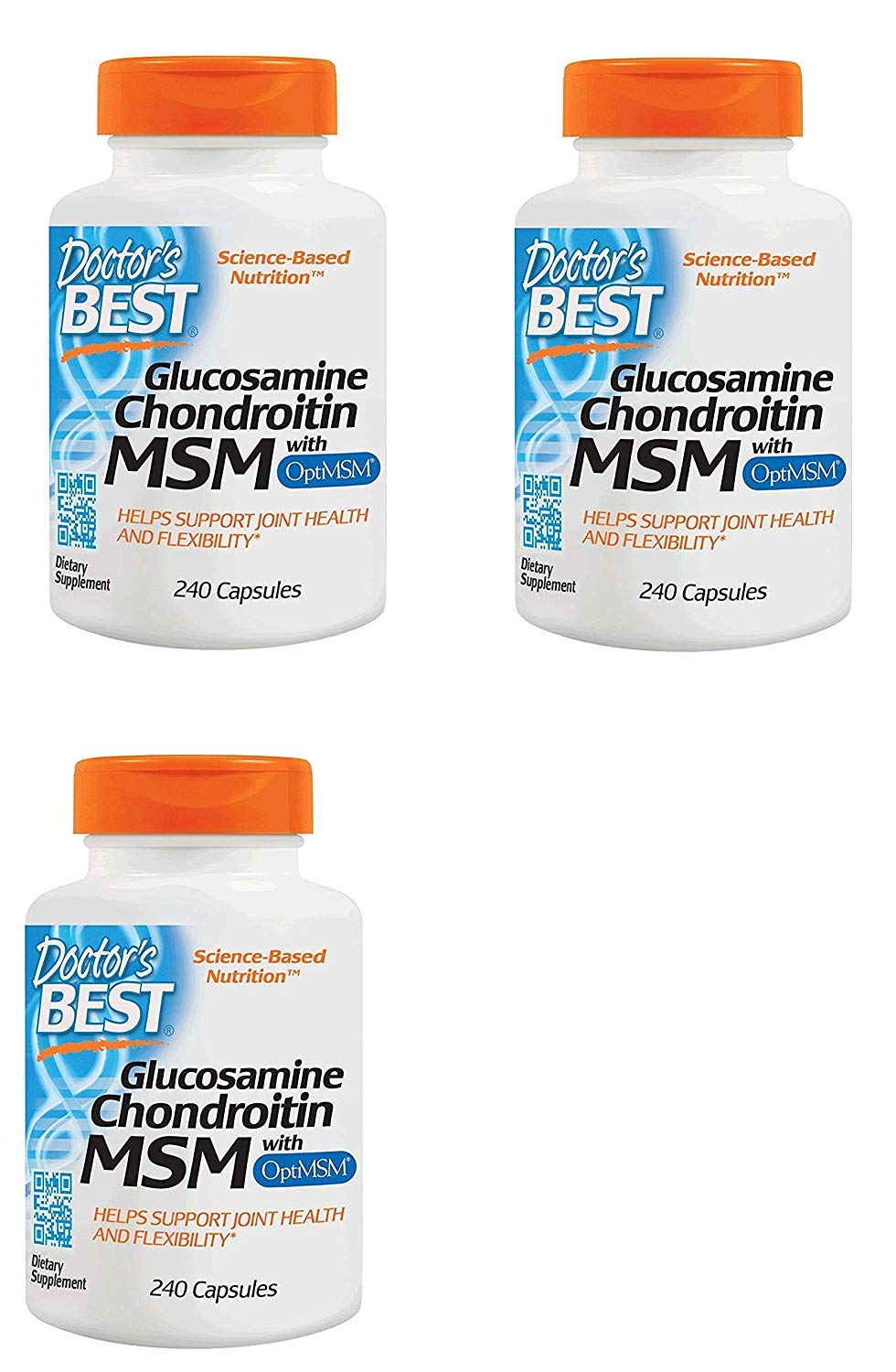 Doctor's BEST, (3 Pack Glucosamine Chondroitin MSM with OptiMSM, 240 Veggie Caps