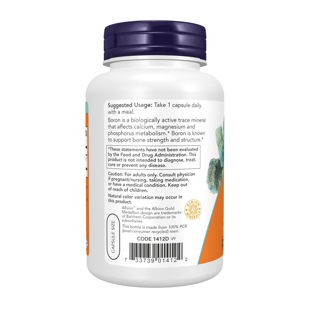 NOW Supplements, Boron 3 mg (Bororganic Glycine), 250 Veg Capsules