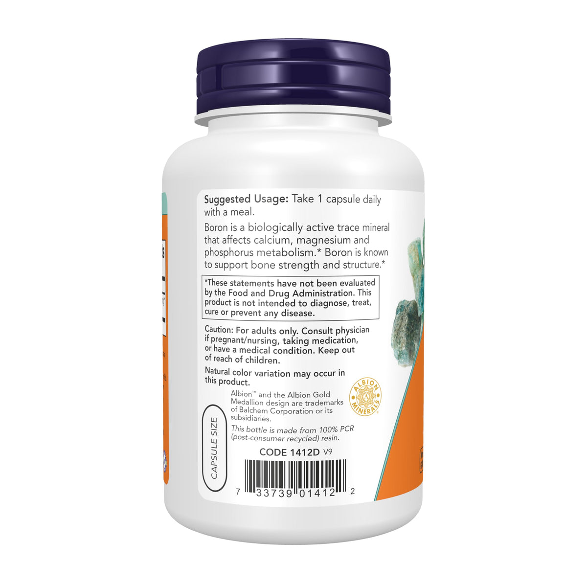 NOW Supplements, Boron 3 mg (Bororganic Glycine), 250 Veg Capsules
