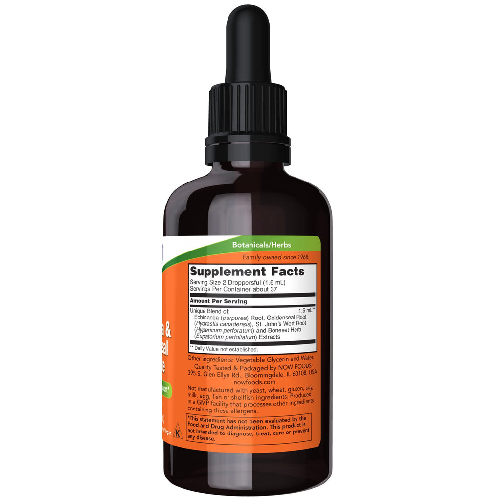 NOW Supplements, Echinacea & Goldenseal Glycerite with Dropper, 2 fl. oz