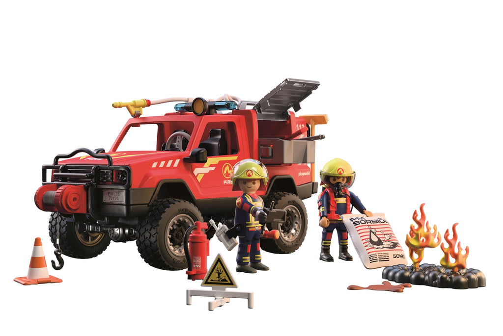 Playmobil | City Action | Fire Pickup Truck | Off‑Road Emergency Vehicle with Real Water Spray Function, Winch & Plenty of Accessories | for Children Aged 4+ | 72194