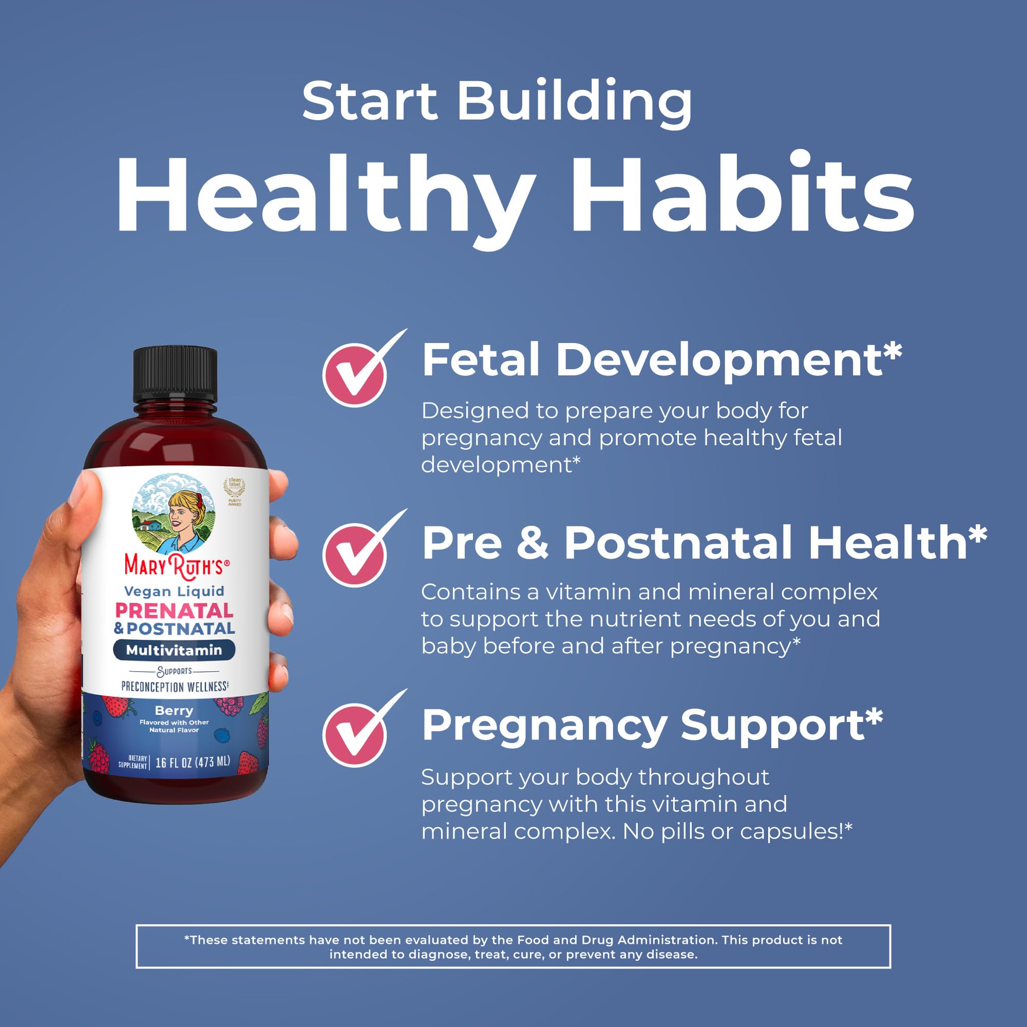 MARYRUTH'S Postnatal & Prenatal Liquid Multivitamin for Women, 16 oz, Vegan