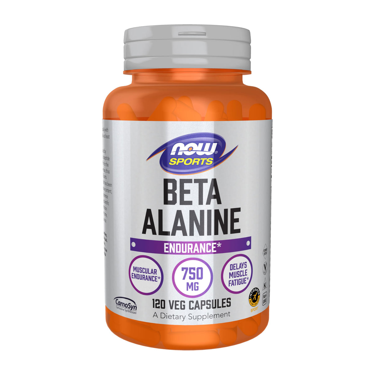 NOW Sports, Beta-Alanine 750 mg, Delays Muscle Fatigue*, 120 Veg Caps