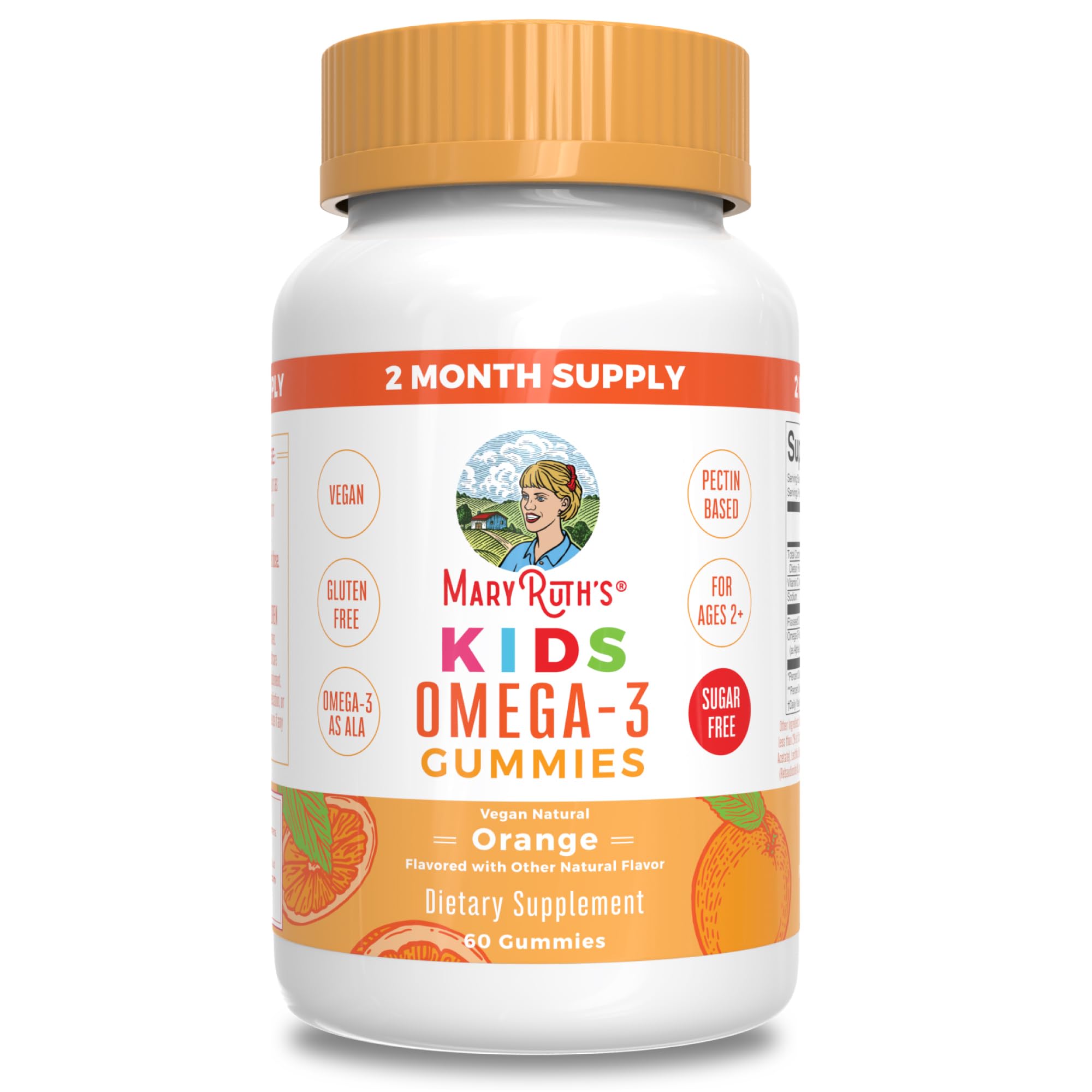 MARYRUTH'S Vegan Omega 3 Gummies for Kids, No Fish Taste, 2 Month Supply