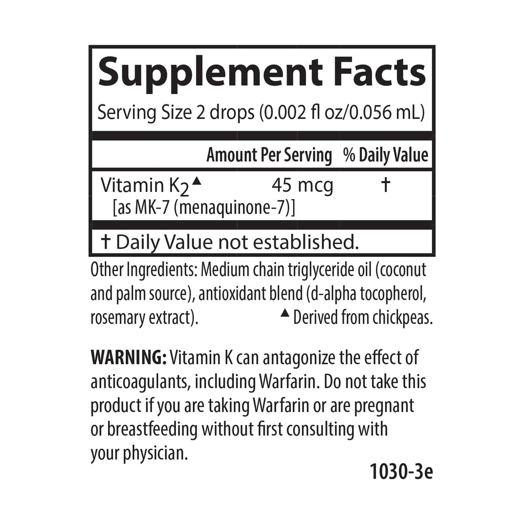 Carlson Super Daily K2, 45 mcg, Liquid Vitamin K, 360 Drops (10.16 mL)