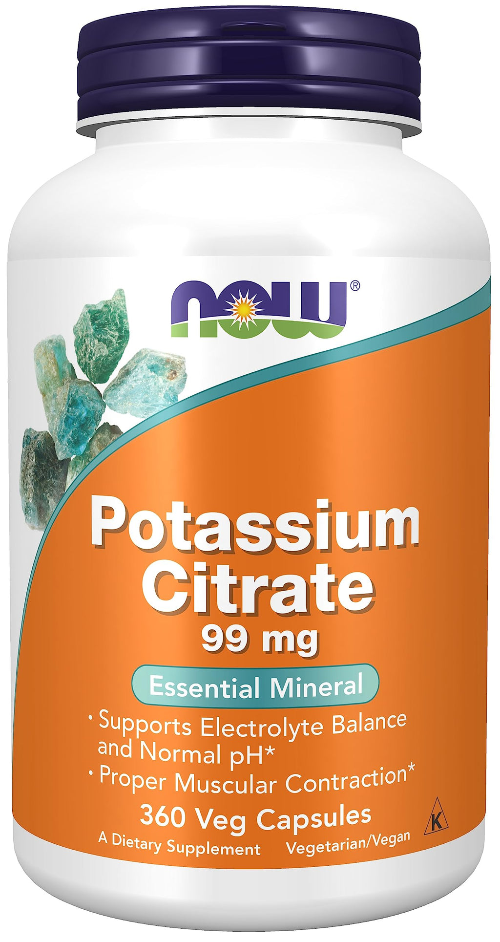 Now Foods, Potassium Citrate 99 mg, Essential Mineral, 360 Veg Capsules