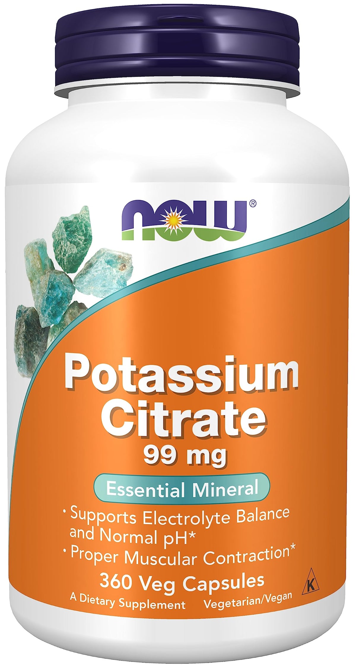 Now Foods, Potassium Citrate 99 mg, Essential Mineral, 360 Veg Capsules