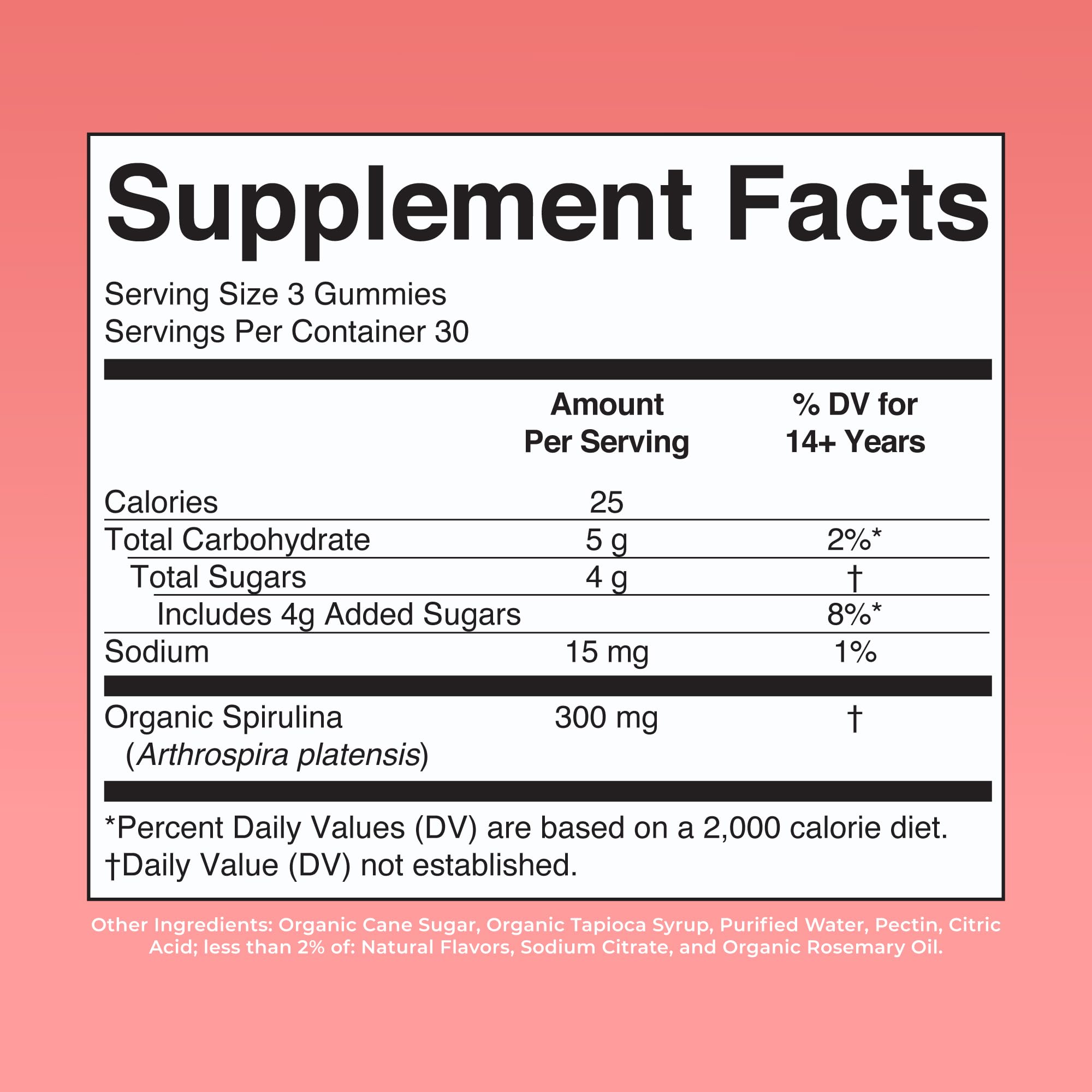 MARYRUTH'S Spirulina Gummies Made with Organic Spirulina, 90 Count, Vegan