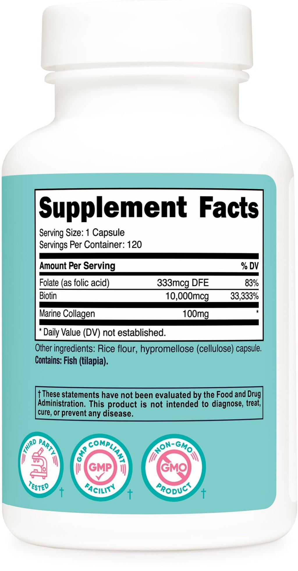Nutricost Biotin for Women 10,000mcg 120 Capsules - with Folate & Collagen, Gluten Free & Non-GMO