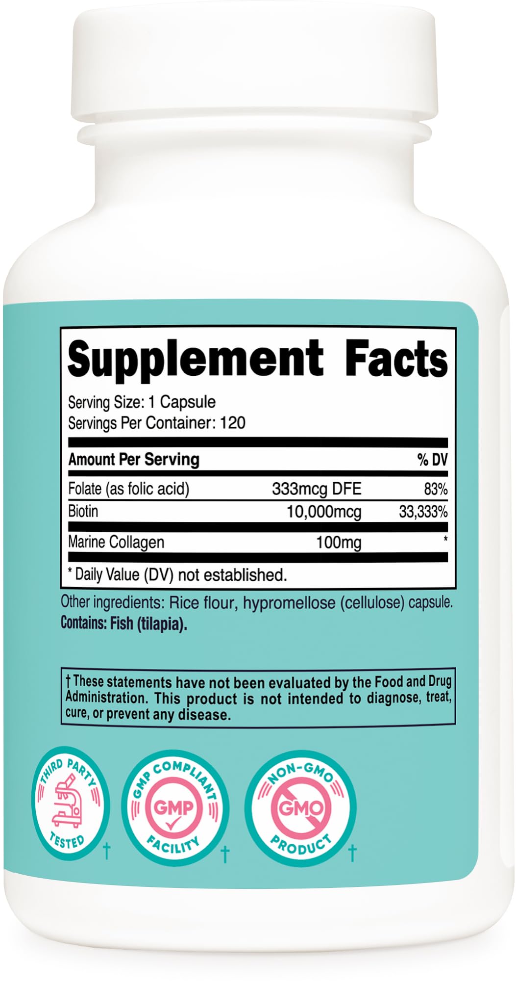 Nutricost Biotin for Women 10,000mcg 120 Capsules - with Folate & Collagen, Gluten Free & Non-GMO