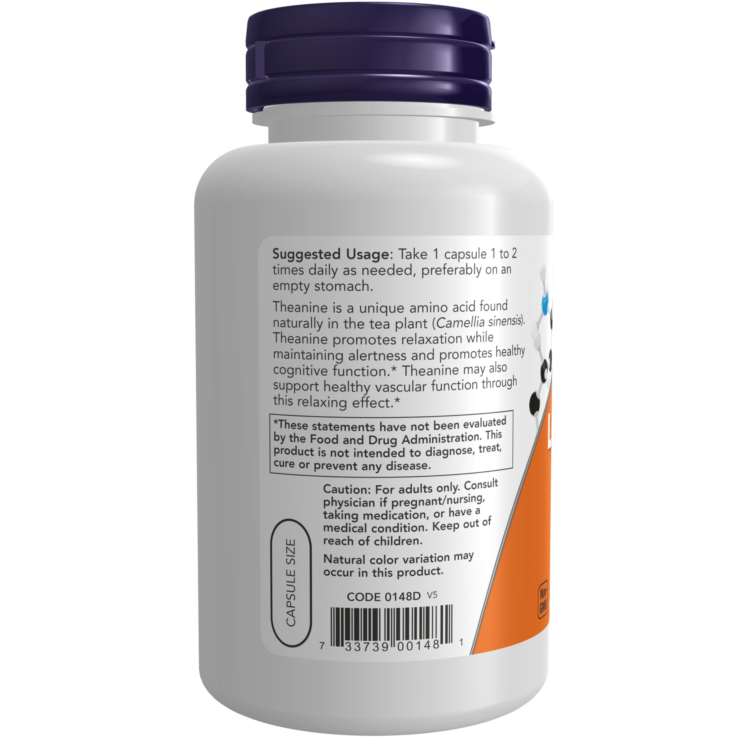 NOW Foods Supplements, L-Theanine 200 mg with Inositol, Stress Management*, 120 Veg Capsules