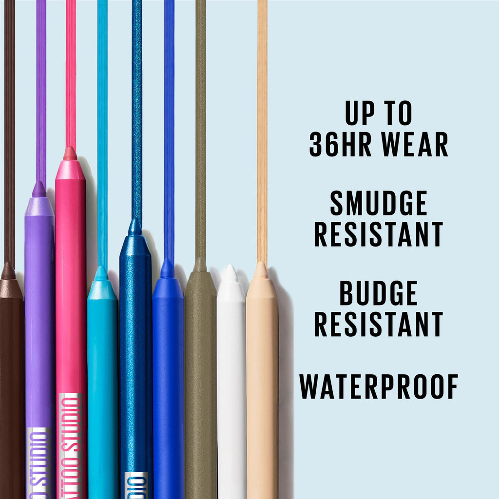 Maybelline Tattoo Studio Sharpenable Gel Pencil Waterproof Eyeliner, Long-Lasting Eyeliner With Smooth Gel Pigments For Up To 36HR Wear, Hunter Green, 1 Count
