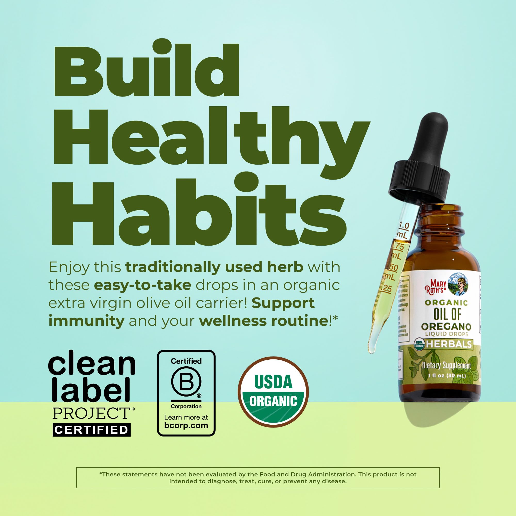 MARYRUTH'S Organic Oil of Oregano Liquid Drops, Sugar Free, 6 Month Supply