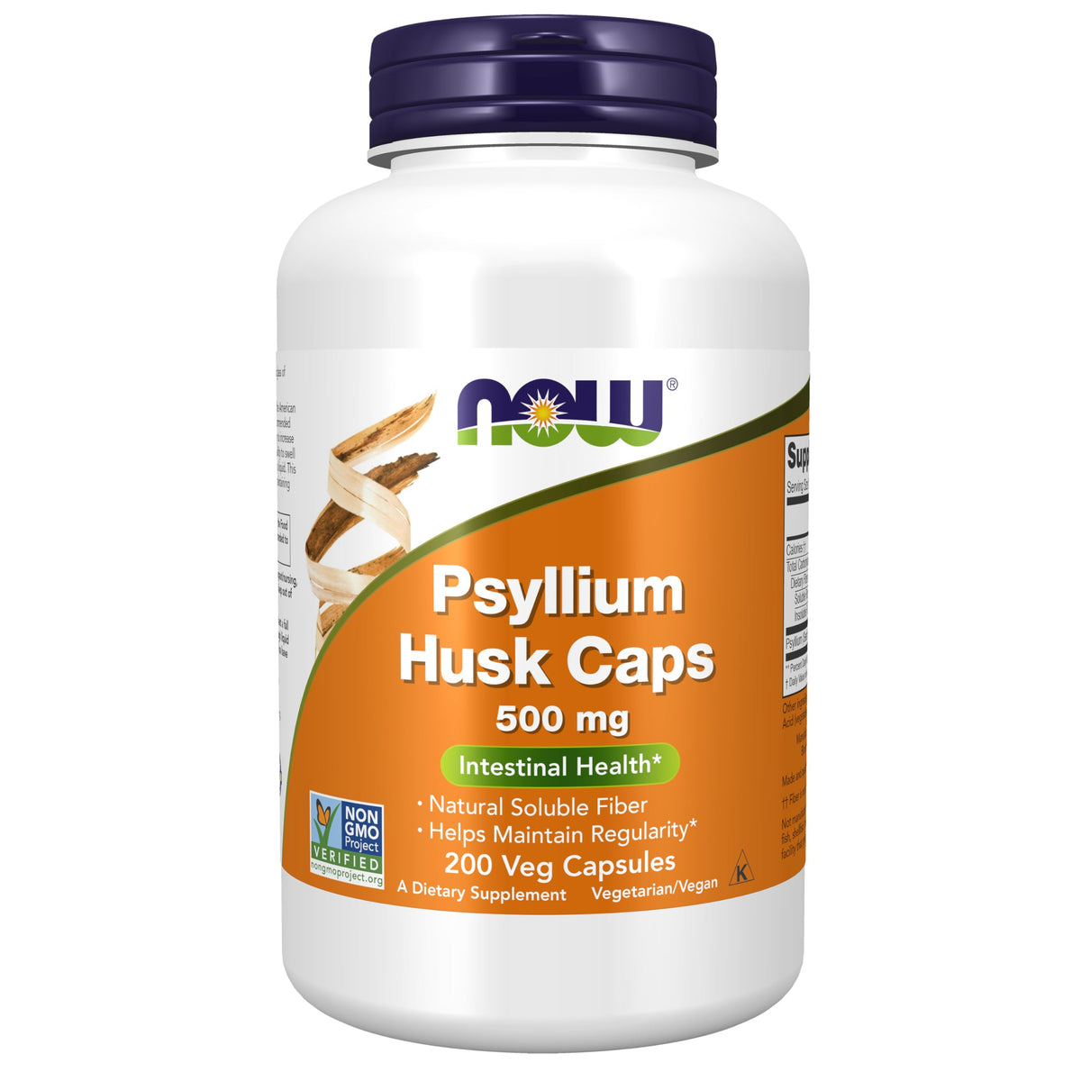 NOW Supplements, Psyllium Husk Caps 500mg, Intestinal Health*, 200 Veg Caps