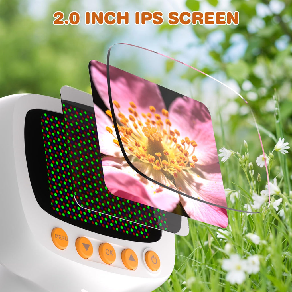 Pocket Kids Microscope for Over 3 Years Old, 1000X Handheld Microscope for Kids w/2''IPS Digital, Photo Video Mini Portable Microscopes, Science Edu Digiscope,Christmas Birthday Gifts for Kids