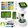 GEMUFO Microscope for Kids with 12 Slides, 200X-1000X,2.4" Screen Digital Handheld Kids Microscope Kit, Portable Pocket Removable Miniscope Science Toys Gifts for for 3 4 5 6 7 8 9 10 11 12 Year Old