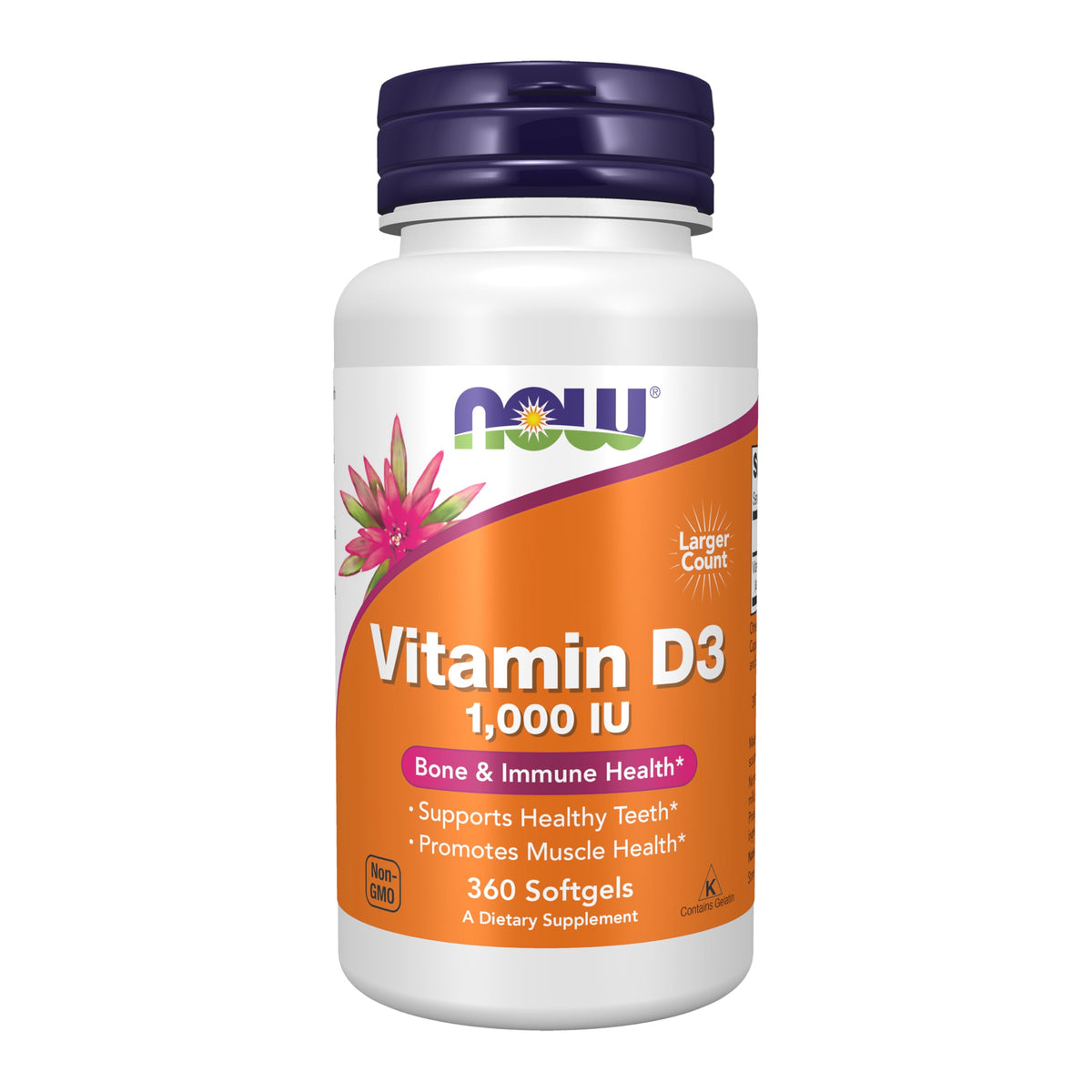 NOW Foods Supplements, Vitamin D-3 1,000 IU, High Potency, 360 Softgels