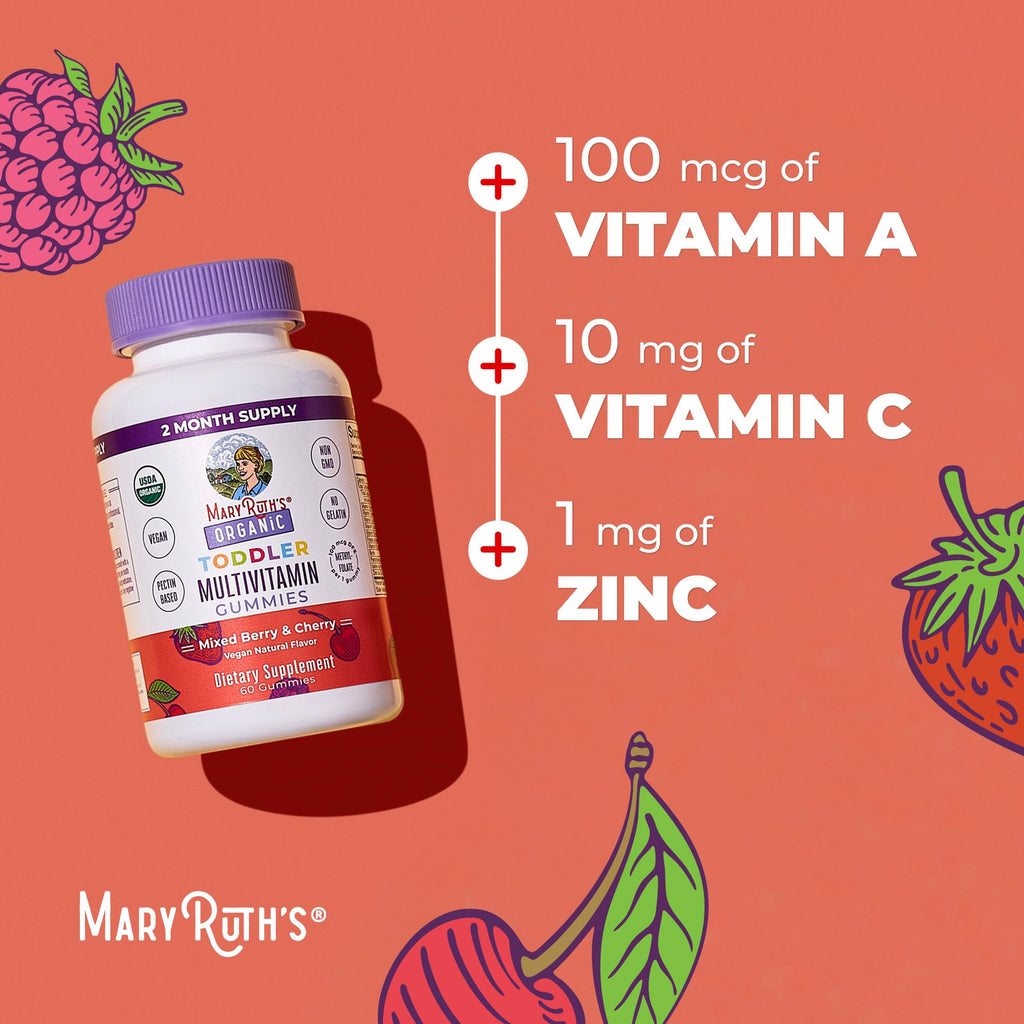 MARYRUTH'S Organic Toddler Multivitamin Gummies, 2 Month Supply, Ages 2+